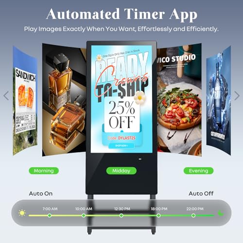 Image of 32 Inch Digital Signage Display, Screen LCD Advertising Kiosk, Portable Floor Standing Auto Ad Player Android OS App-Based Control with USB /HDMI /WiFi