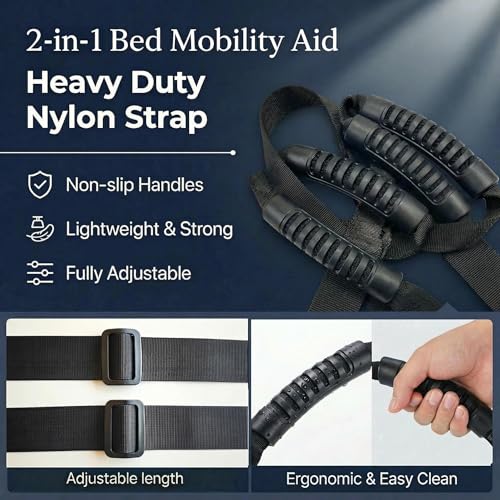 Bed Ladder Assist with 4 Handles, Adjustable Length & Dual-Point Support, Pull Up Helper for Seniors, Pregnant Women, Obese & Injury Recovery, Mobility Aid that Fits Most Beds (120 INCHES) - Gpaidy - Image 7