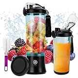 Tragbarer Mixer Smoothie Maker, USB Wiederaufladbarer 4000mAh Persönlicher Mini Standmixer für Shakes und Smoothies, 600ml Großer Kapazität Multifunktion Entsafter mit 6 Klingen für Zuhause, Reisen