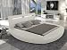 Vente-unique - Cama 160 x 200 cm - con Leds - Piel sintética - Blanco + Somier + colchón - ABULIS II