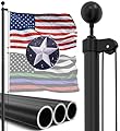 IIOPE 25FT Heavy Duty Flag Pole,12 Gauge Aluminum,100 MPH Wind Tested,Extra Thick Flagpole Kit for House Outside with 5x3 USA Flag, Includes All Hardware Needed to Fly Two Flags?Black?
