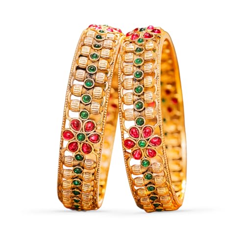 Image of Rubans Gold Plated Set of 2 Bangles Handcrafted Traditional Stylish Trendy Jewellery Gift for Women & Girls