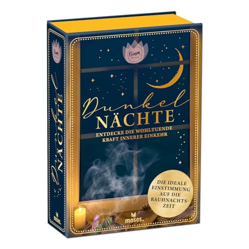 moses. Omm for you Dunkelnächte – Entdecke die wohltuende Kraft innerer Einkehr, 25 Klappkarten und 128-seitiges Notizbuch, für Erwachsene