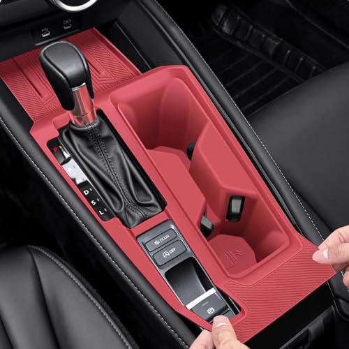 Temmis Center Console Silicone Organizer Wrap for Honda Accord 2023-2026 (Gasoline Car) Full-Wrap Electrostatic adsorption Cover for Honda Accord (Not for Hybrid)-Red