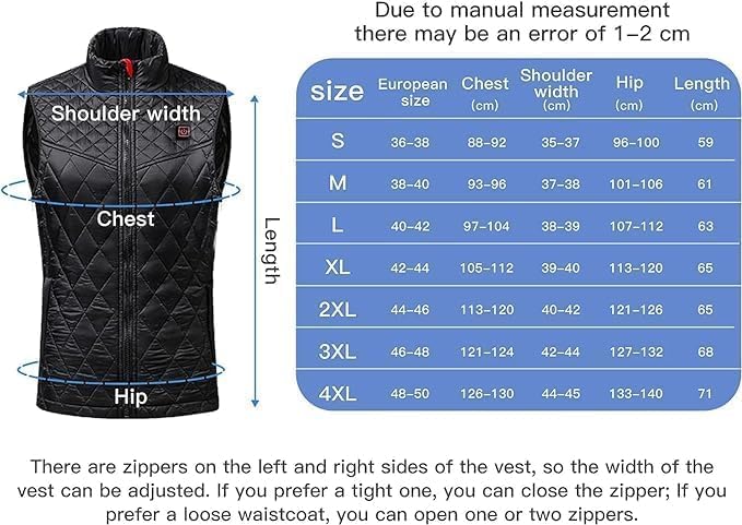 Chaleco para mujer, con calefacción, tamaño ajustable, USB, 3 niveles de calor, con 9 zonas de calefacción, para motocicletas, camping