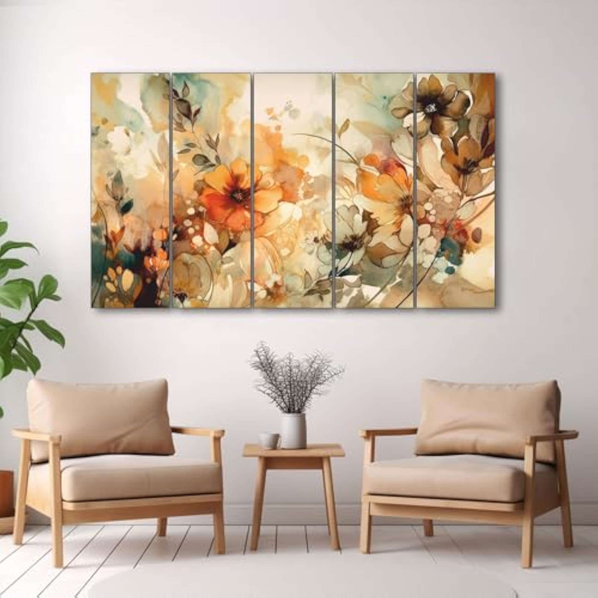 Elegant Flower Painting with Frame, Big Size 27x48