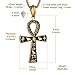 HZMAN Stainless Steel Large Ankh Cross Pendant Ancient Egyptian Hieroglyphic Symbol 22+2 Inch Chain（Gold-Big）