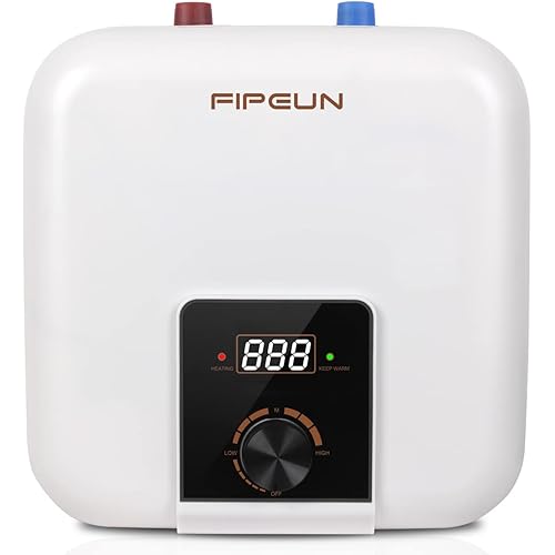 110V/115v/120V 1400-1500W Small Under Sink Tank 2.5 Gallon Water Heater Hot Storage，Mini Instant Electric RV TR Trailer Kitchen Compact Point-of-Use,2 PCs 16” Long 1/2”FIP Stainless Steel Hoses 9.5L…