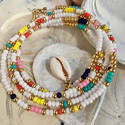 Xijin 12Pcs Handmade Beaded Anklets For Women Girls Boho Colorful Beads Ankle Bracelets Adjustable Foot Anklet Set #TOP5