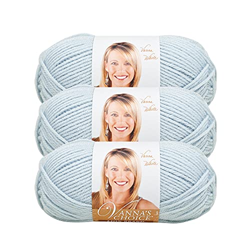 Image of Lion Brand Yarn, Vanna's Choice Crochet Yarn, Silver Blue, 3 Pack