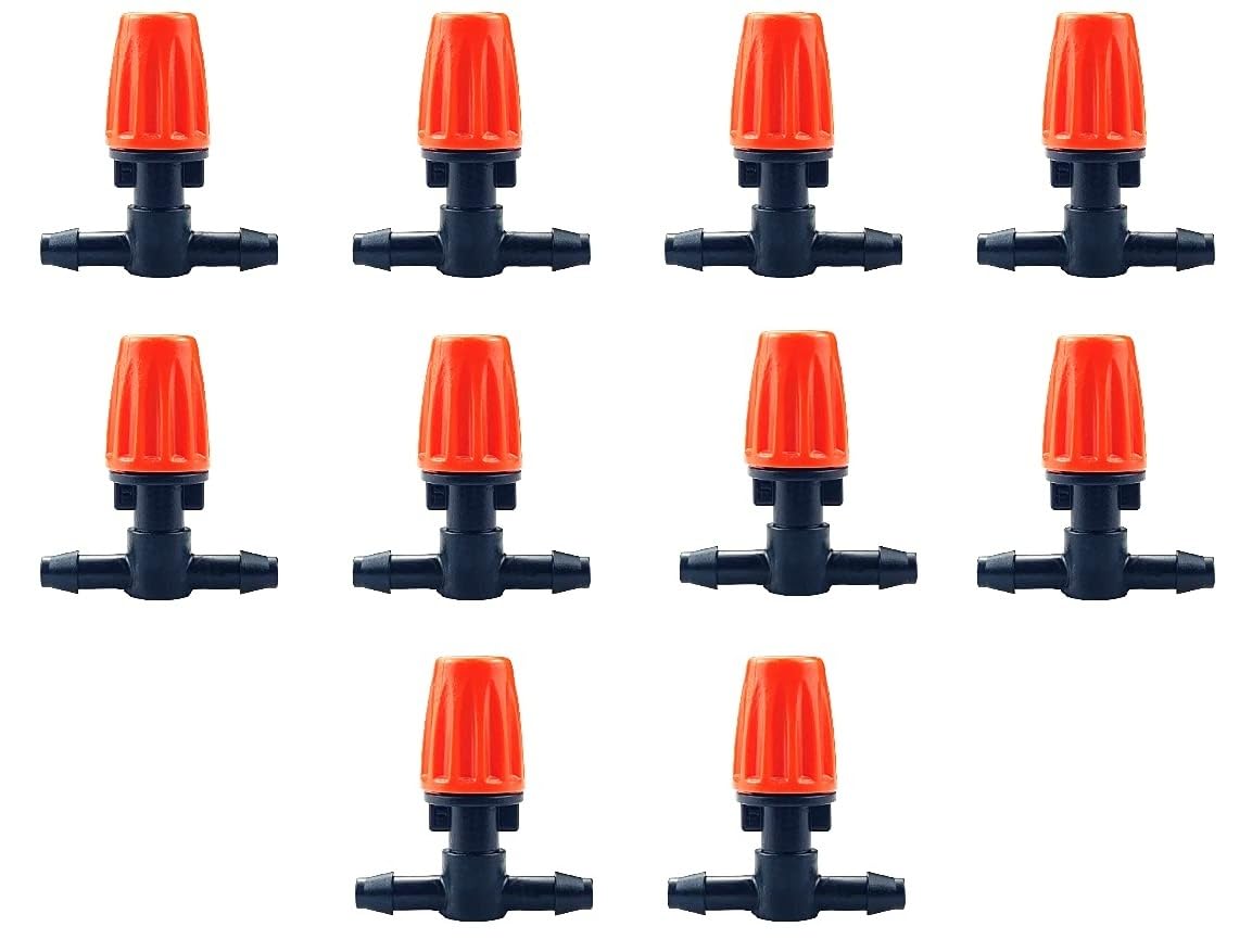 10 Pcs Micro Spray Orange Adjustable Flow Irrigation Drippers Garden/Roof/Greenhouse Water Cooling Spray Sprinkler Nozzle with T Joint-image-16