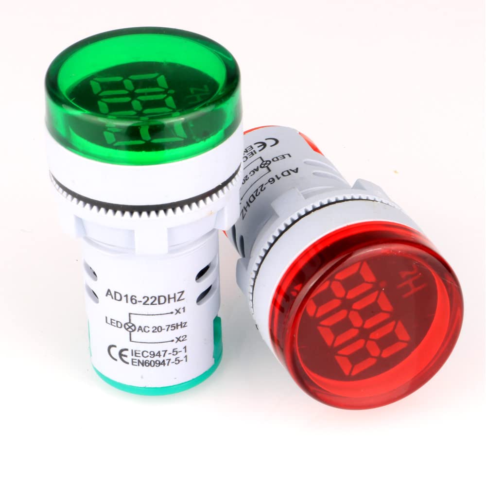 Gebildet Misuratore di Frequenza CA, 24-500 V CA 20-75 Hz Contatore di Frequenza 2 Pezzi Pannello Luminoso Indicatore LED Rosso Verde
