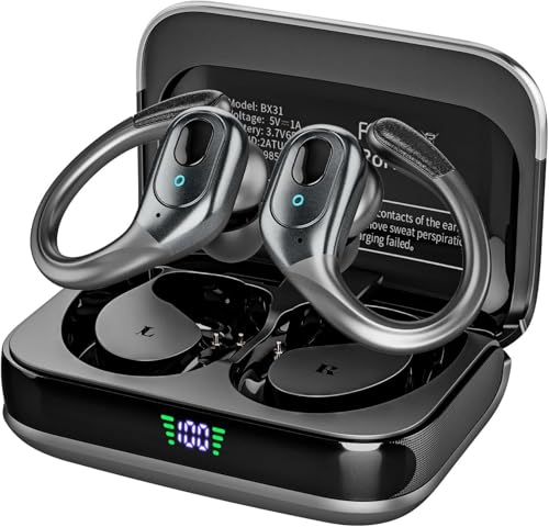 sajawass Drahtlose Ohrhörer Bluetooth 5.3 Kopfhörer, Ohrhörer mit Geräuschunterdrückung und 75 Stunden Spielzeit, LED-Stromanzeige, IPX7 wasserdichte Ohrhörer In-Ear-Kopfhörer für Sport/Training