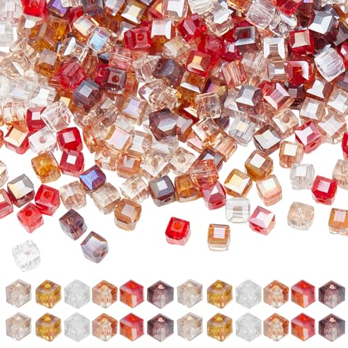 SUNNYCLUE 1 Box 300Pcs 4mm Thanksgiving Cube Crystal Beads Glass ...