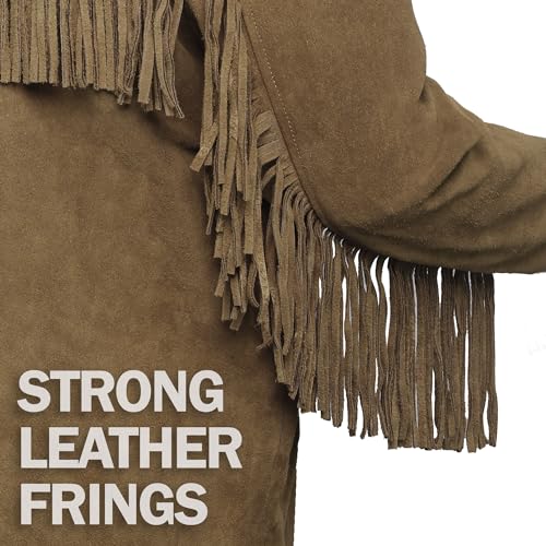 Image of Cowboy Western Jacket Classic Design with Fringe Accents Suede Fringe Leather Jacket Native American Jacket Men