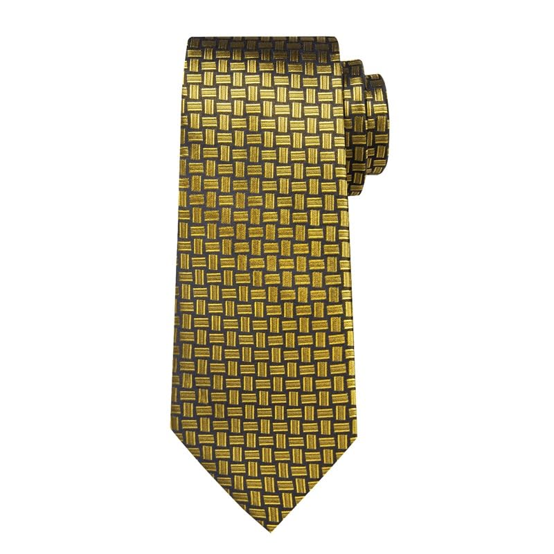 Plaid corbata para hombre 8 cm set con pañuelo y gemelos miniatura 3