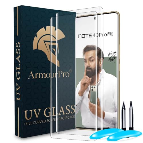 Image of ArmourPro Military Grade UV Tempered Glass for Infinix Note 40 Pro, Note 40 Pro Plus and Zero 30 5G (6.78 Inch) With Easy UV Installation Kit | Edge-To-Edge Protector Coverage | Pack of 2