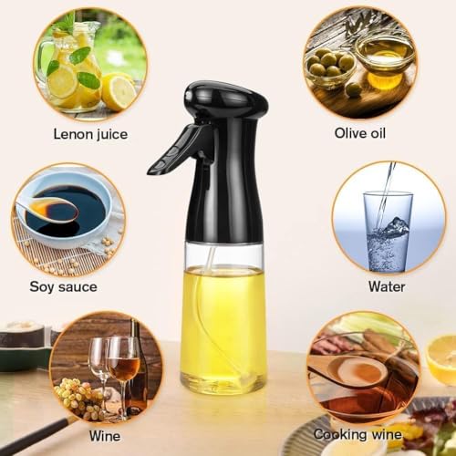 Image of 2-in-1 Olive Oil Sprayer and Dispenser Bottle for Kitchen | 500ml Glass Bottle with Premium Nozzle | Cooking Sprayer for Healthy Cooking and Salad Making (pack of 2, 210 ml)