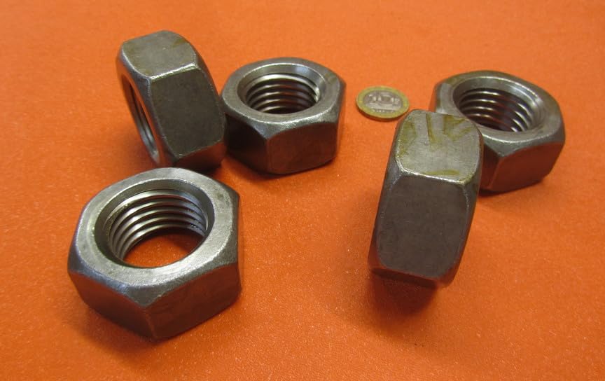 Metric Class 8 Plain Steel Hex Nuts RH M30 x 3.5 Thread x 46 mm W x 24 mm H 5 Pcs