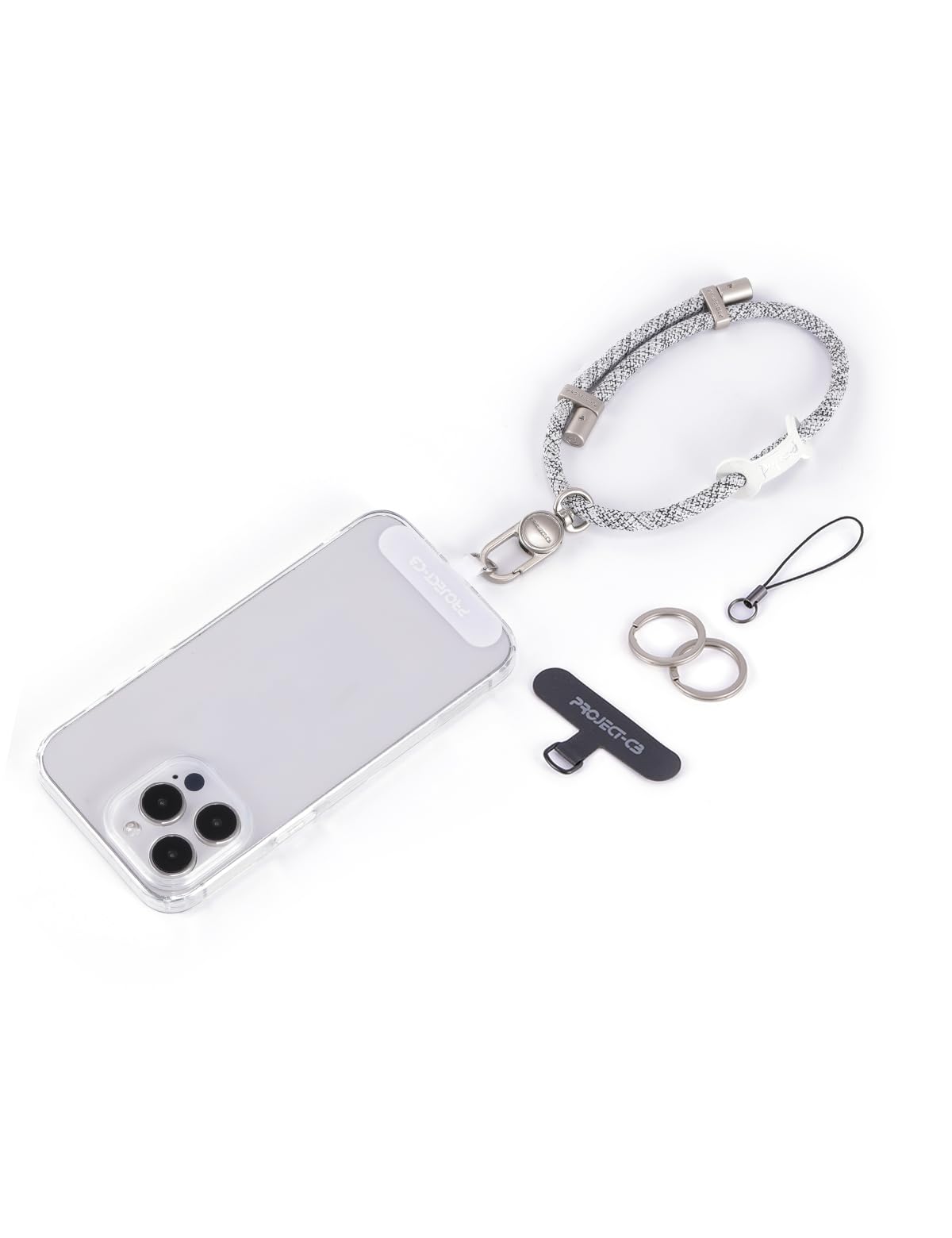 project-cb Cell Phone Wrist Strap 1,Tether Tab 2,Key Ring 2,Phone Wristlet,Adjustable Hand Strap,Phone Lanyard (FoggyBlack-S)