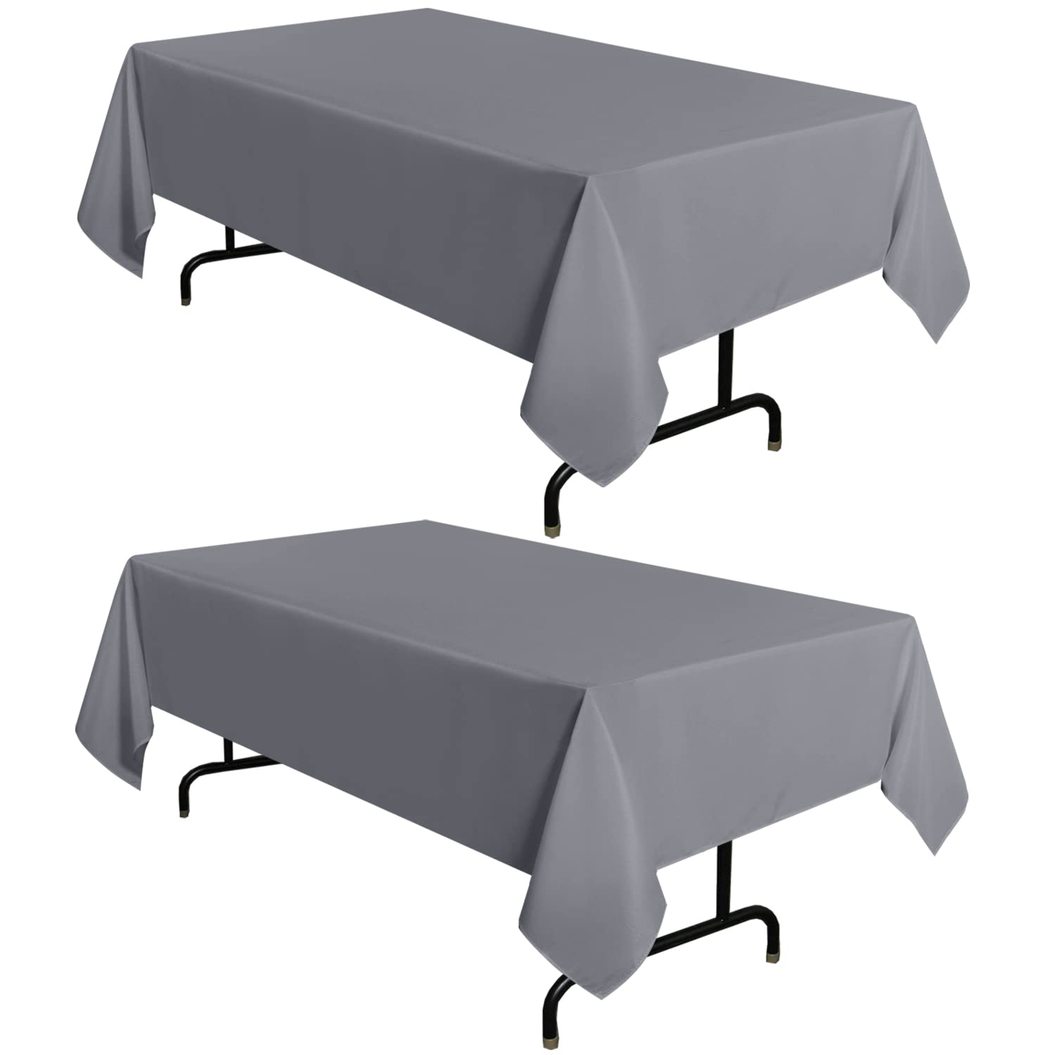 sancua 2 Pack Light Grey Tablecloths 60x120 Inch for 8 Feet Rectangle Table