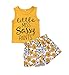 Toddler Girl Sleeveless Outfits Miss Sassy Pants Floral Shorts Set Clothes (100(2-3T), A-Yellow)