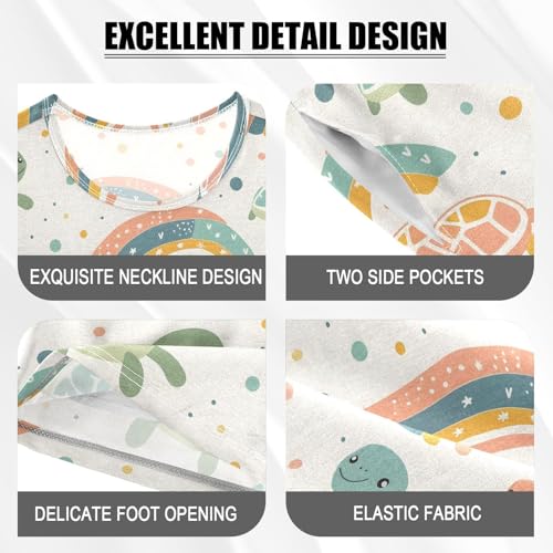 ALAZA Turtle Rainbow Watercolor Pajamas Short Sleeve 2 Piece Sleepwear Top and Bottom Pajama Set Unisex4