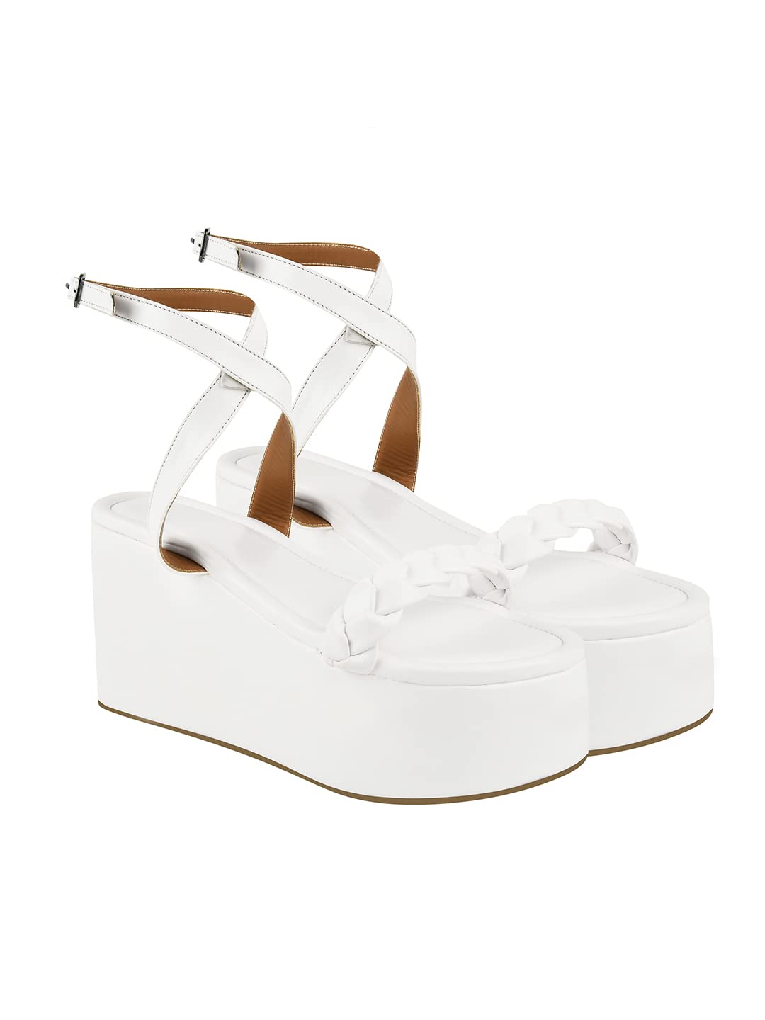 Shoetopia Stylish Braid Style Strap White Platform Heels for Women & Girls /UK5 (B0BYP96CQC) Amazon Price History, Amazon Price Tracker