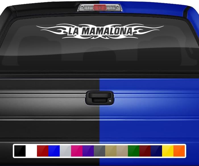 LA MAMALONA Decal Sticker Windshield Window Vinyl Graphic Banner Rear Back Car Truck SUV Vehicle Calcomanía Troca Carro Tribal Flame 36"x4.25"+