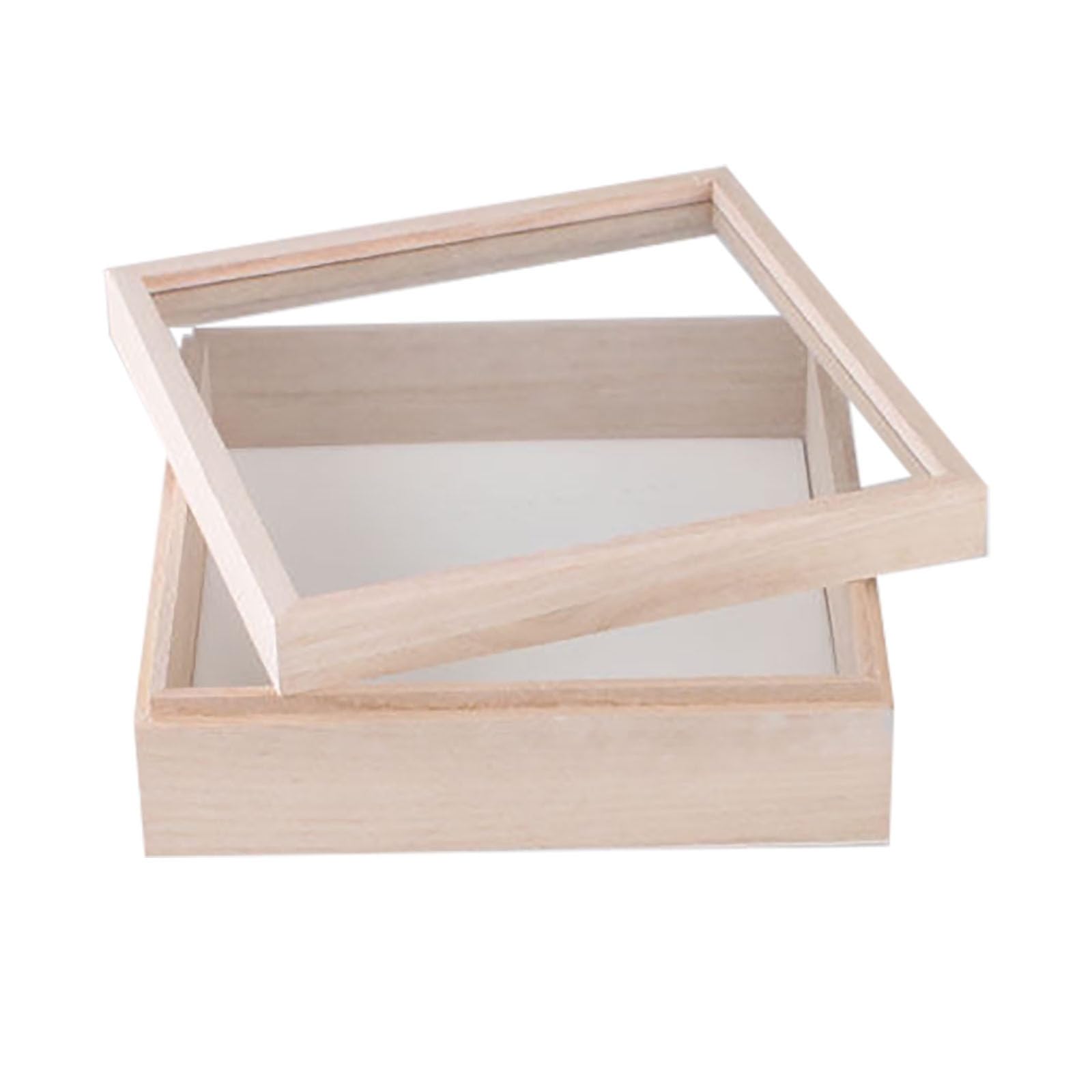 Insekten Schaukasten Holz mit Glasdeckel 30x30cm Quadratisch Insektenkasten Schmetterling Taxidermie Aufbewahrung Sammlervitrine Rahmen fur Entomologie Schmuck und Handwerk Box(30*30*10cm)
