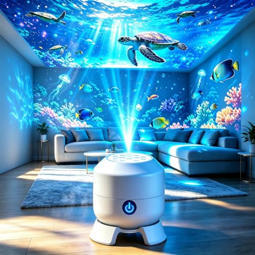 Dynamic 360 Rotating Ocean Wave Projecto Led Starry Ocean Projector Aquarium Projector for Bedroom Plug & Play USB Dimmable Mood Light for Bedroom Meditation Adults Home Theater RelaxationOcean
