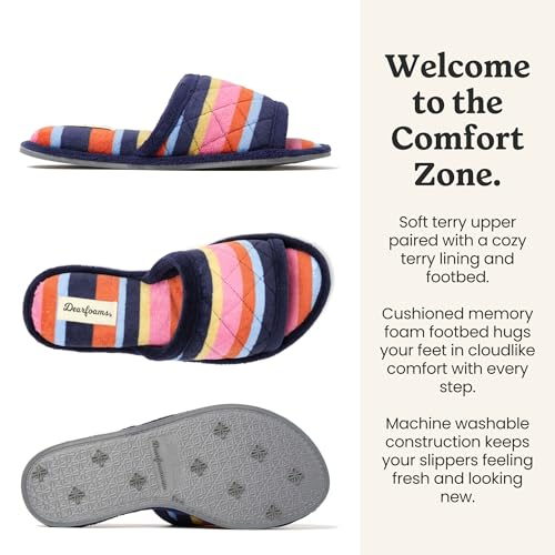 Image of Dearfoams womens Slipper Memory Foam Summer House Shoe Beatrice Terry Slide