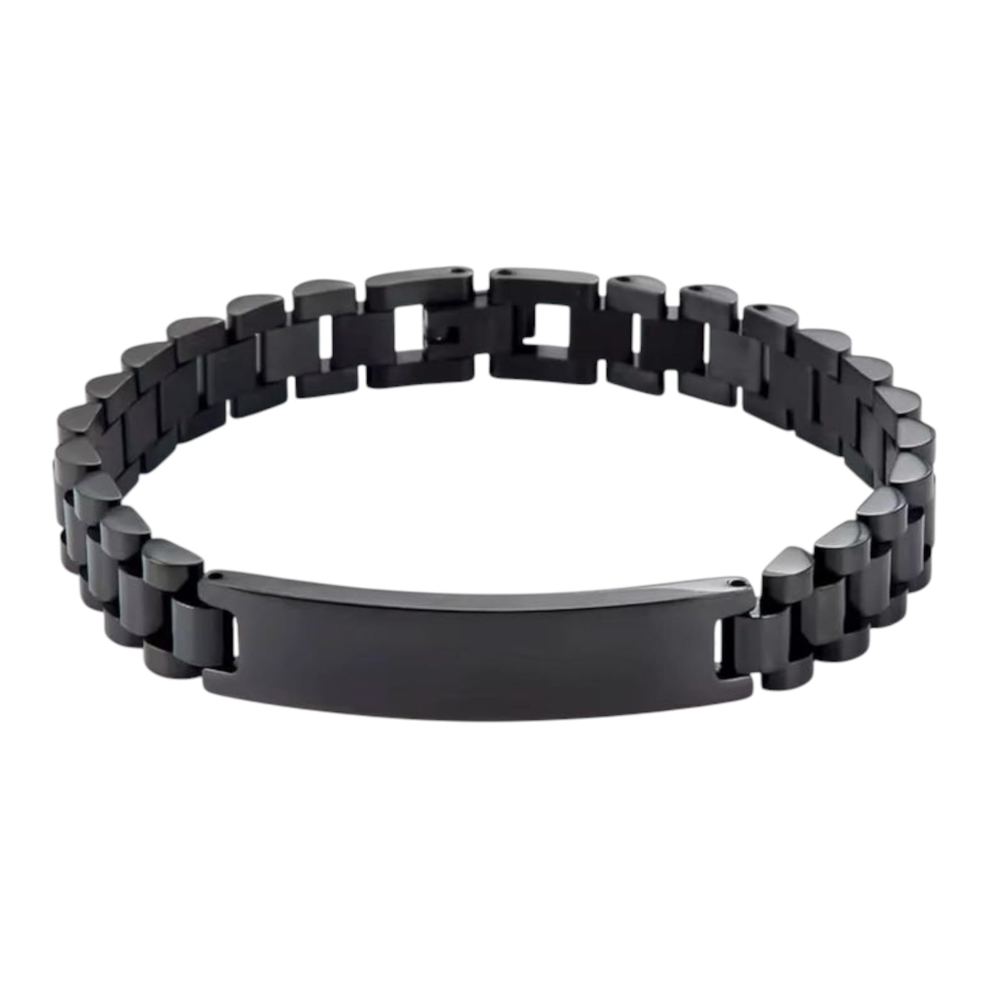 LB RELOJES 2024 Pulsera Unisex Hombre Mujer Acero Inoxidable - Brazalete Eslabones Estilo Reloj con Placa Grabable Personalizada - Pulsera Hombre Brazalete Dorado Regalo (Negro/Oro/Plata/Bicolor/Azul)