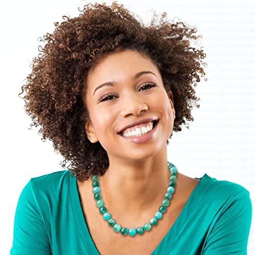 Pearlfect Natural Stone Gemstone Beaded Strand Necklace For Women Girls,Crystal/Crystals Beads And Healing Stones Bead Chokers Jewelry,Fashion Classic Handmade Knotted Necklaces Gift (20Inch, Green) #TOP2