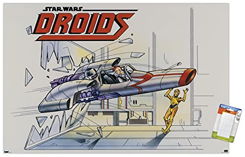 Poster Star Wars Droids-Crash 57x86 cm de qualité supérieure avec support mural