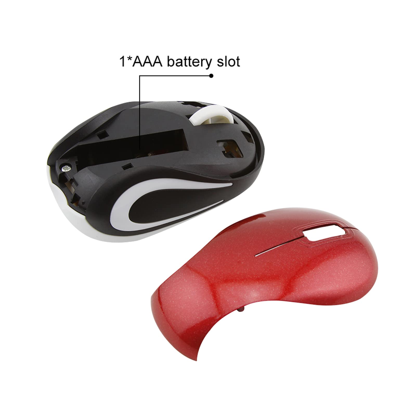 YOCUNKER Mini mouse wireless ultra portatile, 1000 dpi, mouse per computer senza fili, 2,4 GHz con ricevitore USB, tracciamento ottico, 3 pulsanti, PC/laptop (rosso)