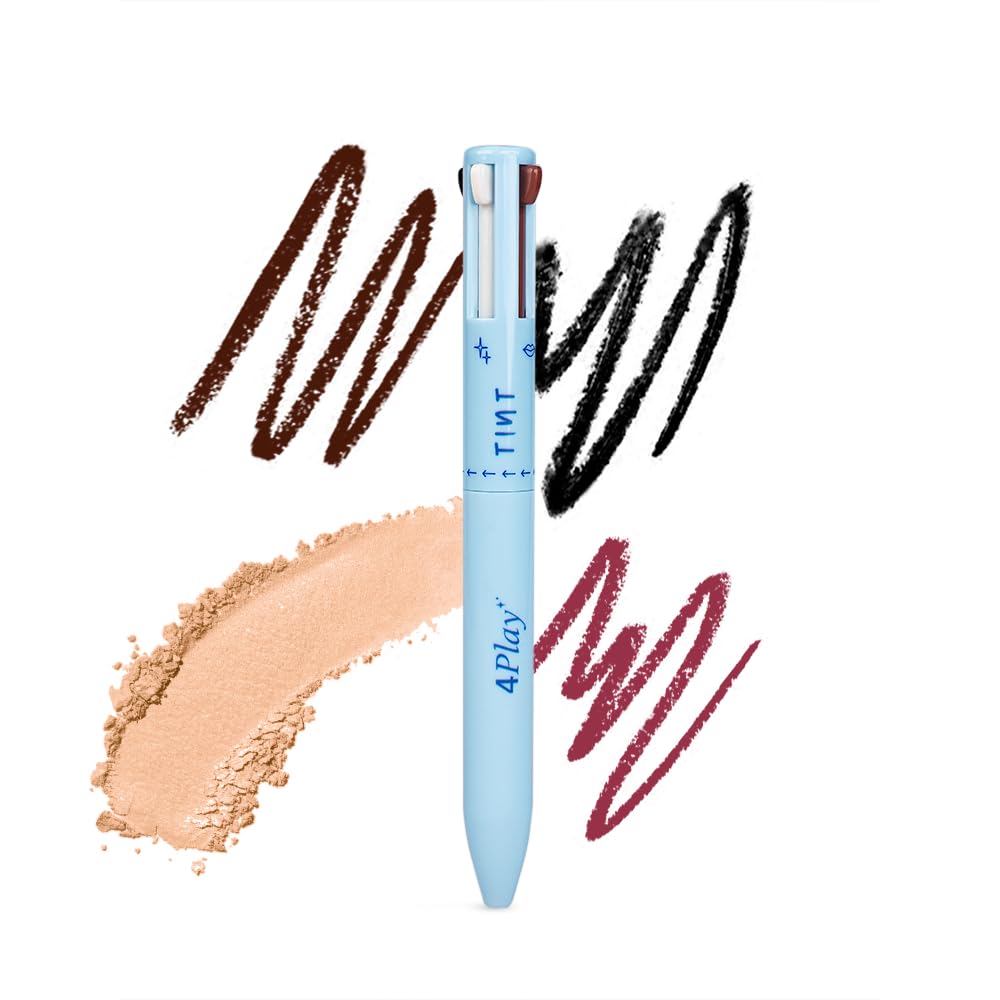 Tint Cosmetics Pronto Pink 4 In 1 Waterproof Makeup Pen, Multipurpose With 4 Colors For Pencil Eyeliner,Highlighter,Lip Liner,Eyebrow&Full Face Application, Easy To Use & Travel Friendly,Cream Finish