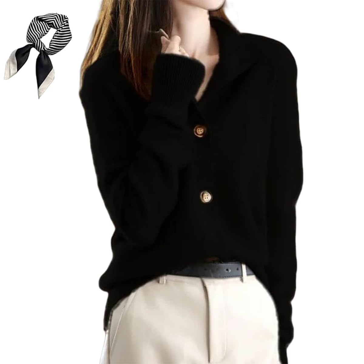 2026 New Cashmere Knitted Cardigan for Women Vintage Harajuku Oversized Button Cardigan Soft Stand Collar Open Front Sweater