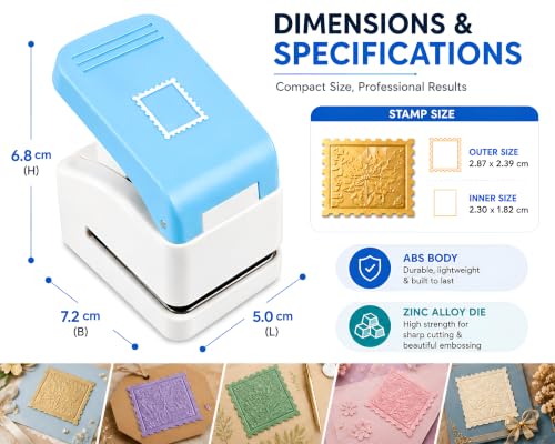 Image of 3x2.5 Cm Big Embossing Stamp Punch for Arts Crafts Scrapbooking DIY Projects | Postage Stamp Shape Paper Cutter for Journaling, Gift Tags, Photo Decoration, Card Making Supplies