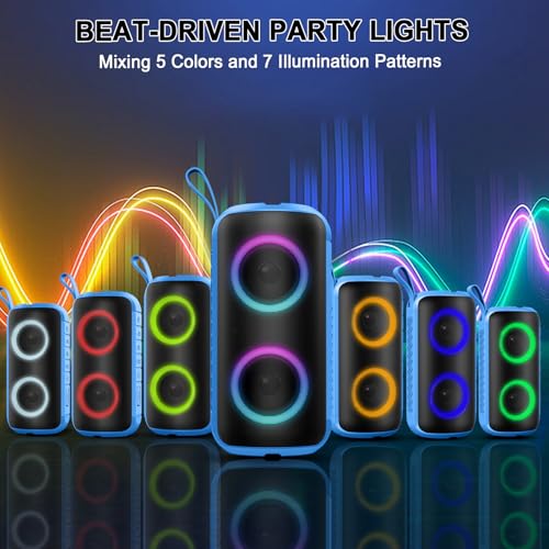 Image of Hupoaf Bluetooth Speaker, 2026 New Portable Wireless Speaker with 6D Loud Sound, IPX7 Waterproof Stocking Stuffers, HD Call, RGB Lights, 12H Playtime for Home /Party /Outdoor /Beach, White Elephant Gift
