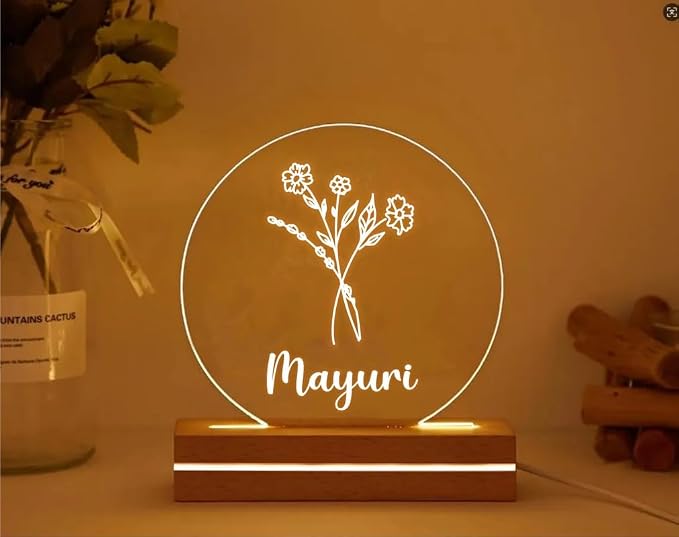 THE GRANDEUR Acrylic Customised Led Lamp, Gift Items for Women, Men, Birthday Gift Girlfriend, Kids, Friend, Return Gift Kids Birthday, Personalised Gift Girls Boys (Design 1), White