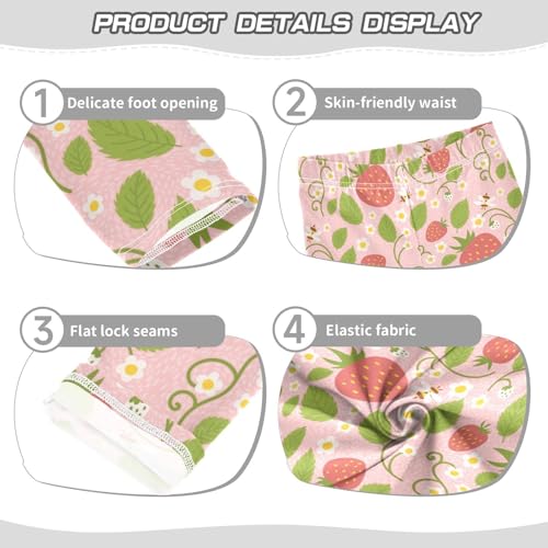 Cherry with Leaf Girls Leggings,Workout Leggings for Girls Toddler Athletic Leggings Size for 3-10T3