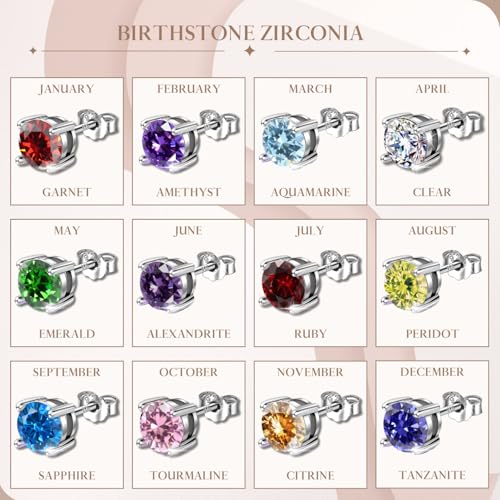 HIGHSPARK 925 Silver Birthstone Solitaire Earrings for Women | 92.5 Sterling Silver and Diamond like Brilliance Sparkling Zirconia | January to December | Lovely Gift - Image 5