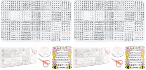 Image of FZIIVQU 1400 Pcs Letter Beads Kit, 28 Styles White Acrylic Alphabet Beads Letter Beads for Jewelry Making wiht Number Beads Heart Beads Friendship Bracelet Kit (Pack of 2)