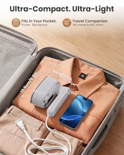 Image of Steamer for Clothes, Handheld Portable Iron Steamer, 2-in-1 Dry & Steam, 180 Rotatable Handle, 20s Fast Heat-Up, 970W Travel Steamer for Home & Travel, 120V Only