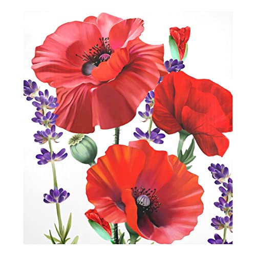 Naanle Housse magnétique pour lave-vaisselle Motif coquelicot Lavande 58,4 x 66 cm