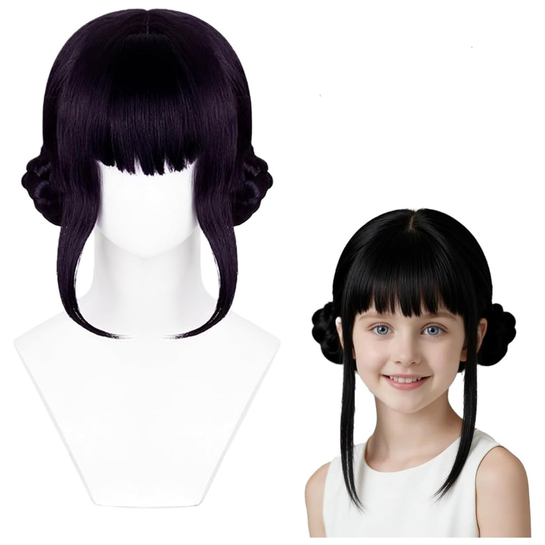 WANNA PARTY Korean Pop Band Theme Zoey Black Wig for Women | Short Curly Synthetic Costume Wig with Adjustable Cap | Black Character Wig for Cosplay, Anime, Halloween, Parties & Fancy Dress