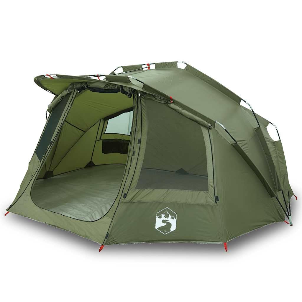 Canditree 5 Man Fishing Tent Bivvy, Camping Tent with Door, Carry Bag (Olive Green)