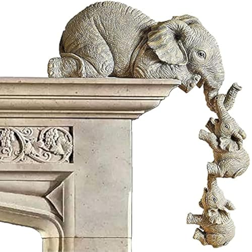 Figuras De Elefante Cariñosas, 3 Pcs Estatua De Adorno Colgante para Madre Y Dos Bebés, Escultura De Resina Artesanal De Elefante para para el Hogar, Hotel