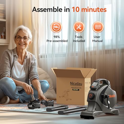 Niceday Under Desk Bike Pedal Exerciser with 16 Levels Magnetic Resistance, Mini Exercise Bike for Home Office Workout or Physical Therapy - Thumbnail 7